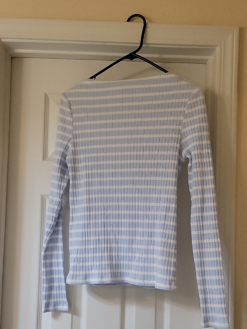 Sanctuary Light Blue & White Ribbed Stripe Top